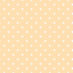 Abstract geometric seamless pattern. White stars on light orange background. For textile design