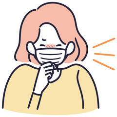 咳こむ女性　シンプルイラスト