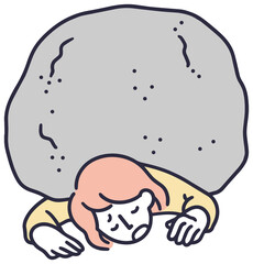 負荷に苦しむ女性　シンプルイラスト