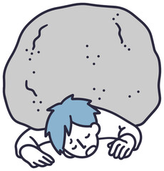 負荷に苦しむ男性　シンプルイラスト