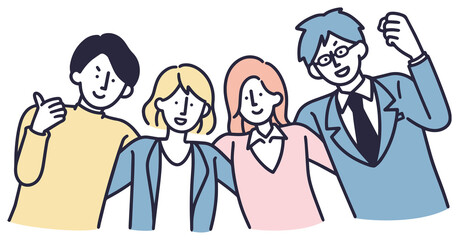 ビジネスチーム 会社員男女　シンプルイラスト　
