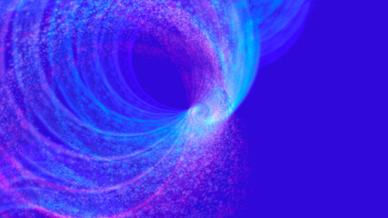 Abstract glowing figure on a blue gradient background.