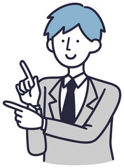 会社員　指さし男性　シンプルイラスト