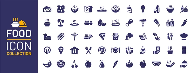 Gordijnen Food icon collection. Containing meal, restaurant, dishes and fruits icon. Vector illustration © Icons-Studio
