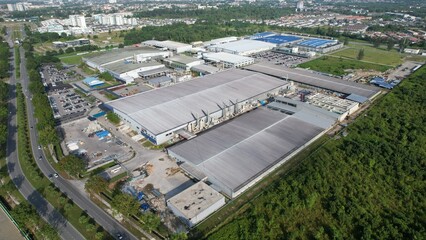 Kuching, Sarawak Malaysia - April 7th 2022: The Samajaya Light Industrial Zone where all the major electronics, solar and semiconductor plants are located