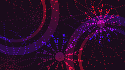Neon Red Light Circle Pattern on Dark Background