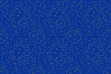 doodle pattern, abstract black doodle seamless on blue background, cute pattern for background.