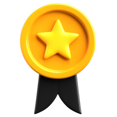 gold star medal 3d render illustration