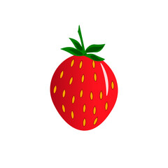 Strawberry vector drawing. Fruit illustration isolated on white background. For the design of prints and posters, packaging, logos and tags, cafe menus, children, farm shops.