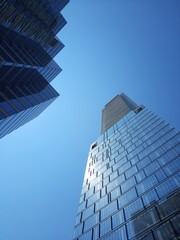 Fototapeta na wymiar Blue City, Skyscrapers of Toronto, Downtown, Geometrical Standing