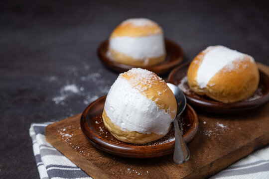 Homemade MARITOZZO is Italian bread stuffed with whipped cream.