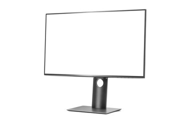 computer monitor with empty screen isolated on white background.