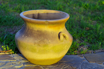 Large empty clay pot for planting flowers