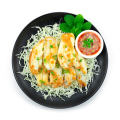 Fried Crispy Squids Roe Served Chili Seafood Sauce