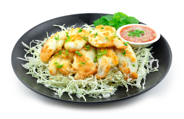 Fried Crispy Squids Roe Served Chili Seafood Sauce
