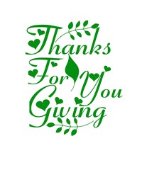 Thanks for you giving green letters and leaf white background