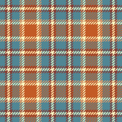 Tartan plaid pattern. Abstract geometric checkered seamless pattern. Scottish traditional textile background of brown, yellow and blue. For textile design