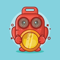 cute gas cylinder character mascot holding gold coin isolated cartoon in flat style design