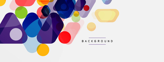 Color bubbles and rounded geometric shapes on white. Vector geometric minimal abstract background for wallpaper, banner, background, landing page