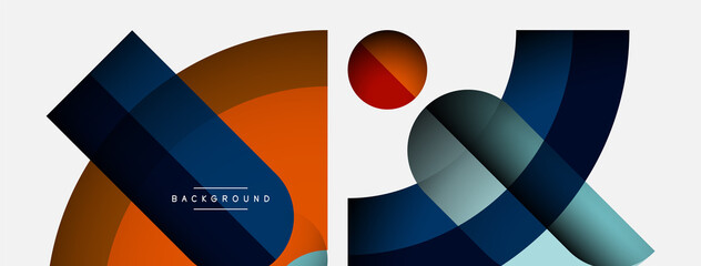 Fototapeta premium Geometric abstract background. Round shapes, circles, lines composition for wallpaper banner background or landing page