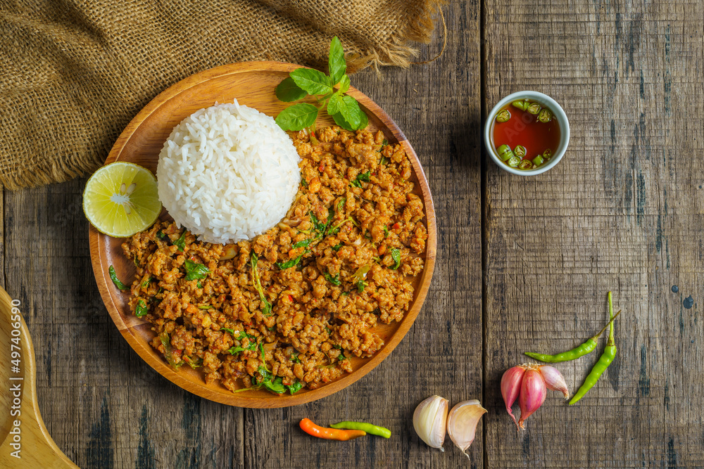 Wall mural Stir Fried Basil with Minced Pork