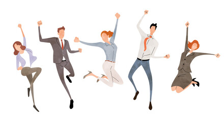 ベクターイラスト素材：ビジネスマン、喜ぶ、成功
