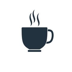 Coffee cup icon isolated on a white background.  Hot coffee drink symbol for web and mobile apps.  Vector illustration