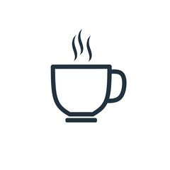 A cup of hot coffee icon isolated on a white background.  Coffee symbol for web and mobile apps.  Vector illustration