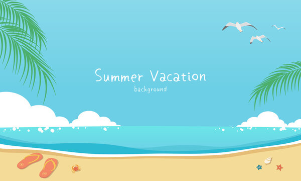 Vector illustration of summer sea and sky banner background with copy space. Tropical beach concept.