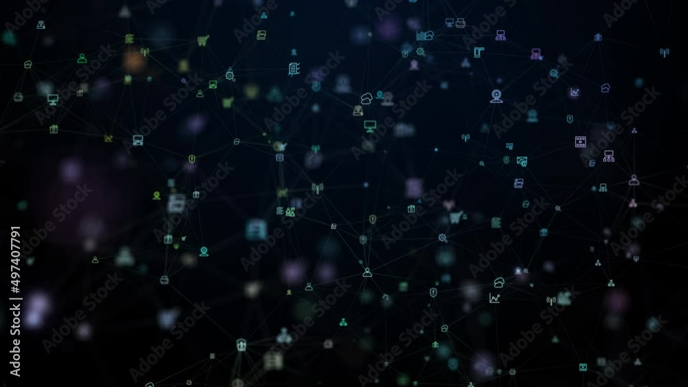 Poster digital data network with lines and dots connection, technology network and social connection abstra