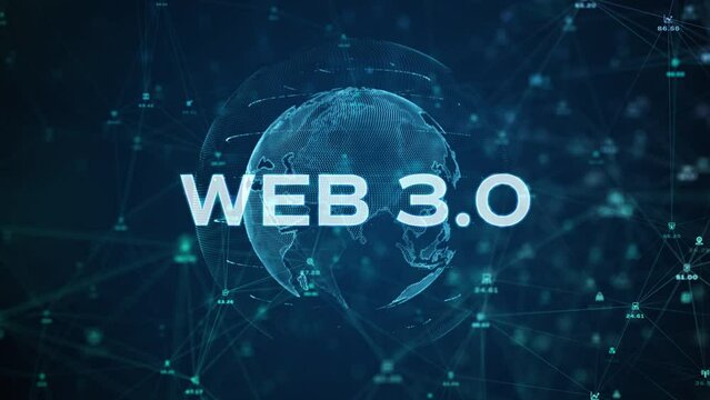 WEB 3.0 background concept, Technology digital of decentralized social network connection, 3d rendering abstract background.