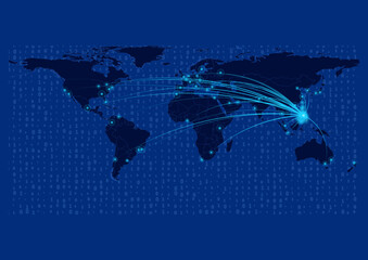 Philippines map for technology or innovation or export concepts.  Connections of the country to major cities around the world. File is suitable for digital editing and prints of all sizes.