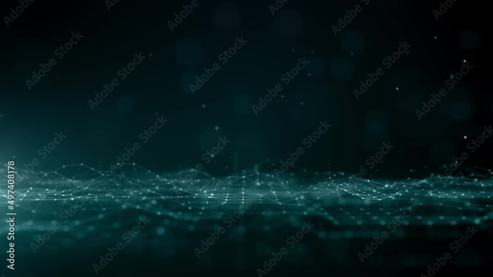 Poster digital data network with lines and dots connection, technology network and social connection abstra
