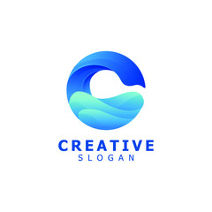 C wave modern letter logo design