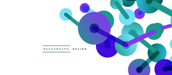 Abstract background. Round dots connected by lines. Trendy techno business template for wallpaper, banner, background or landing