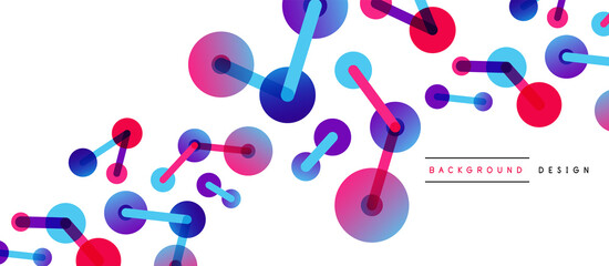 Line points connections geometric abstract background. Circles connected by lines. Trendy techno business template for wallpaper, banner, background or landing