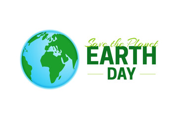 Earth Day - Save the Planet Vector Logo Icon Isolated on White Background