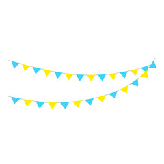 Fototapeta premium Happy birthday party, birthday party, colorful party flags, flat vector illustration and icons