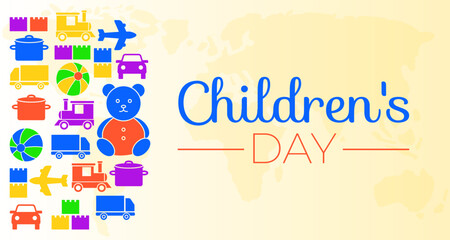 Children's Day Background Illustration with Toys