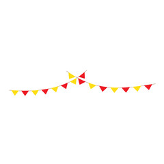 Obraz premium Happy birthday party, birthday party, colorful party flags, flat vector illustration and icons