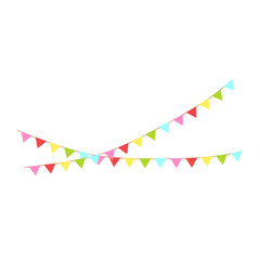 Happy birthday party, birthday party, colorful party flags, flat vector illustration and icons