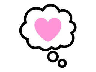 ハートマークの入った雲吹き出し