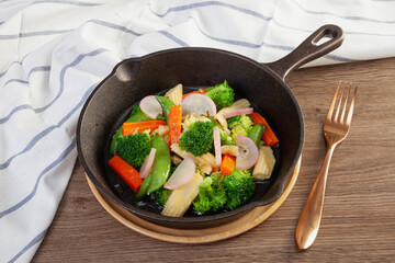 Stir Fried Mixed Vegetables in a pan