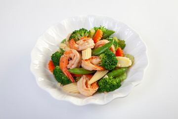 Stir fried mixed vegetables and shrimp