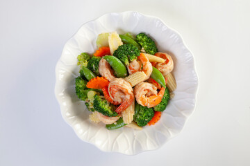 Stir fried mixed vegetables and shrimp