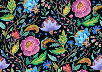 Vintage floral ornamental pattern ni victorian style for decor, wallpaper, fabric design.