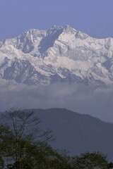 majestueuze berg kangchenjunga bereik van lepcha jagat in de buurt van darjeeling hill station in west-bengalen, india