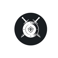 black war shield and sword vector icon element concept design