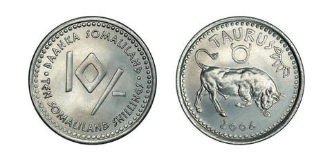 Somaliland 10 shillings year 2006 Bull