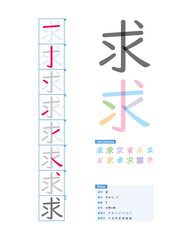 書き順_小学4年_求（きゅう、ぐ）_Stroke order of Japanese Kanji